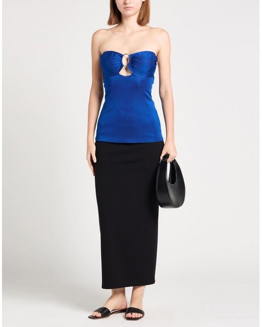 Tom Ford Blue Embellished Cotton-Blend Sleeveless Top