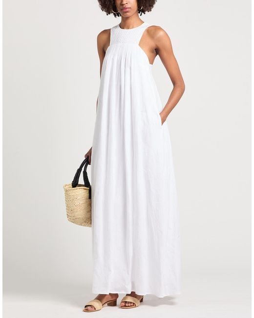 Peserico White Maxi Dress Linen, Cotton