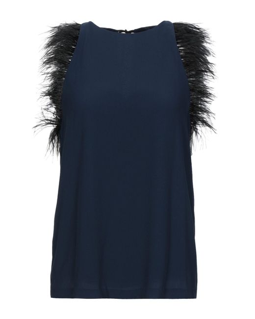 ..,merci Top da donna di colore blu ..,merci Top da donna di colore blu