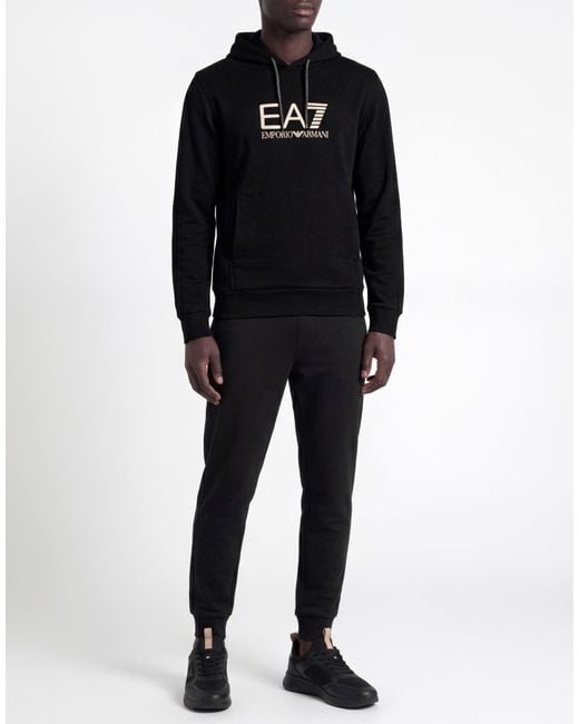 EA7 Black Sweatshirt Cotton, Elastane for men