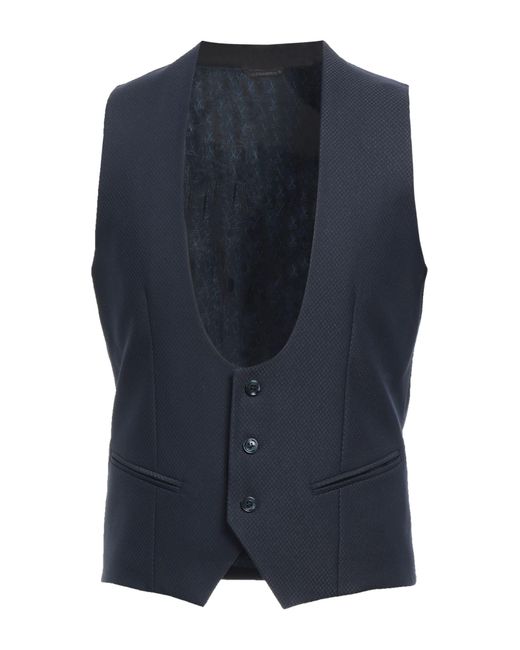 Grey Daniele Alessandrini Blue Waistcoat for men