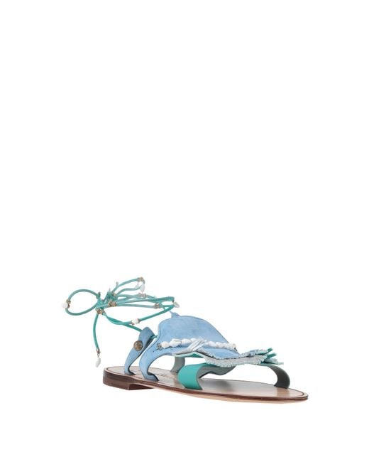 Santoni Blue Sandals Leather