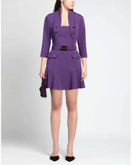 Elisabetta Franchi Purple Mini Dress Polyester, Elastane