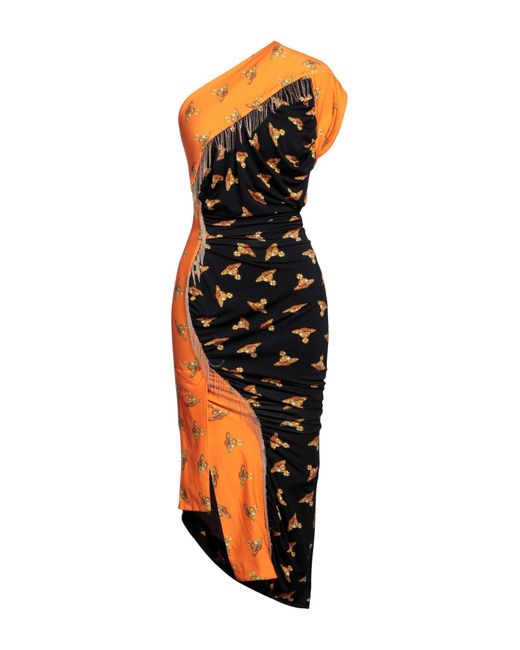 Vivienne Westwood Black Midi Dress Viloft, Elastane