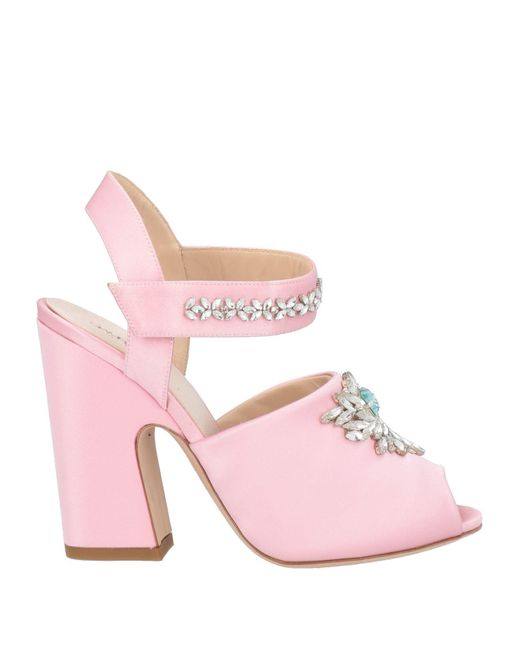 Giambattista Valli Pink Sandals Textile Fibers