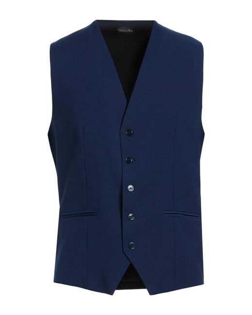 Daniele Alessandrini Blue Tailored Vest Polyester, Viscose, Elastane for men