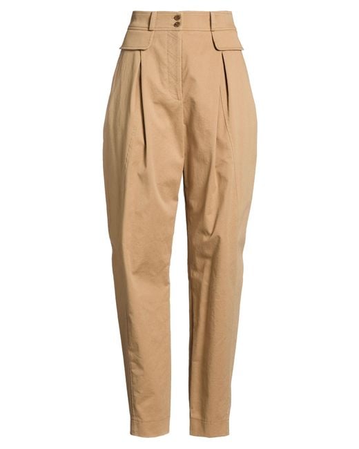 Alberta Ferretti Natural Camel Pants Cotton, Elastane