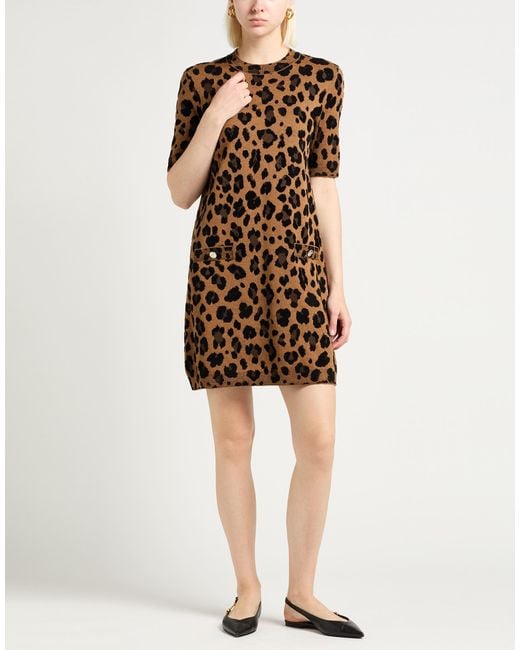 Versace Brown Camel Mini Dress Viscose, Virgin Wool, Polyamide