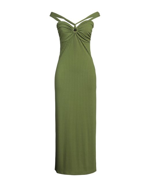 LA SEMAINE Paris Green Maxi Dress Viscose, Polyester, Elastane