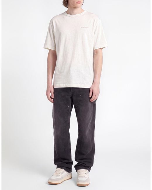 Palm Angels White Ivory T-Shirt Linen for men