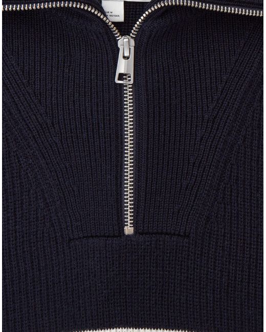 COS Blue Wool And Cotton-blend Half-zip Jumper for men