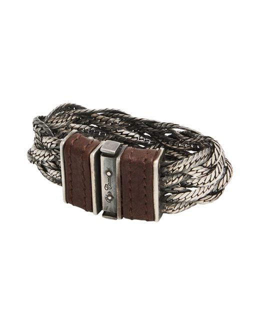 Ugo Cacciatori Black Bracelet Metal, Cowhide