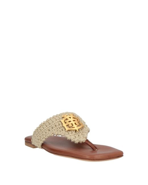 Eleventy Brown Thong Sandal Textile Fibers