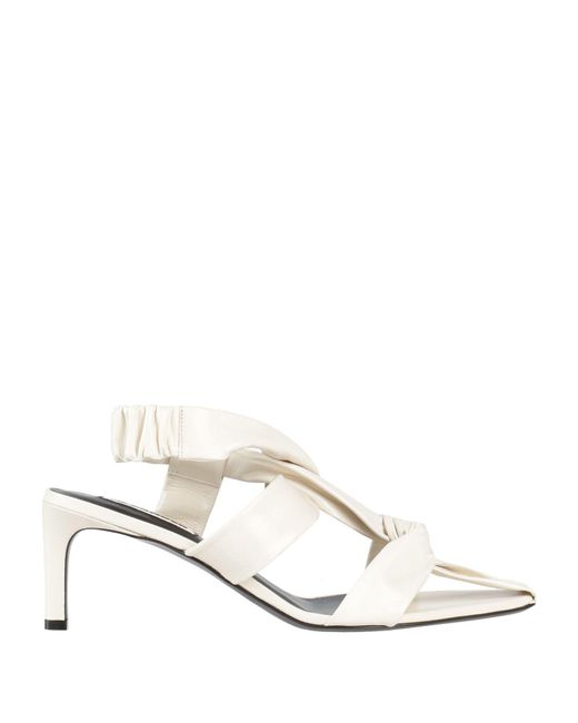 Jil Sander White Leather Ankle-Strap Stiletto Sandals