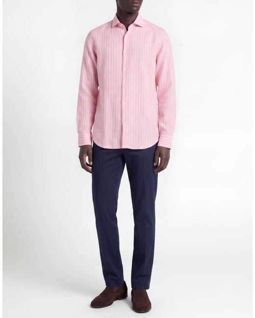 Savile Row Pink Shirt Linen for men
