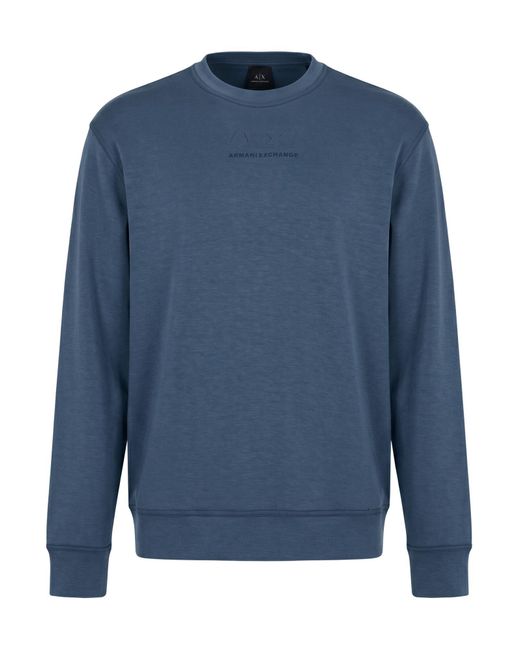 ARMANI EXCHANGE Blue Slate Sweatshirt Modal, Polyester, Elastane for men