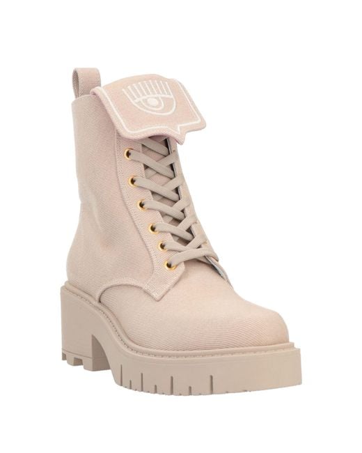 Chiara Ferragni Natural Ankle Boots