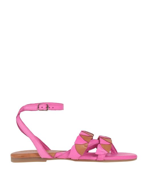 CafeNoir Pink Fuchsia Thong Sandal Leather