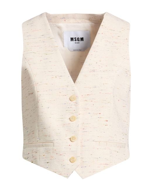 MSGM White Tailored Vest Cotton, Viscose, Acrylic