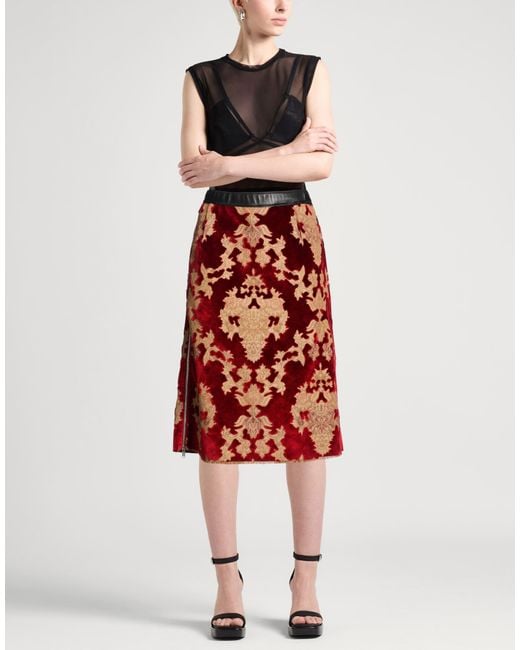 Undercover Red Burgundy Midi Skirt Acrylic, Polyester, Sheepskin