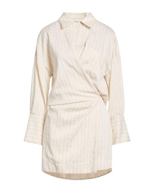 ViCOLO White Mini Dress Viscose, Polyamide, Linen, Polyester