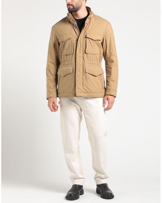 Woolrich Natural Sand Jacket Cotton, Polyamide for men