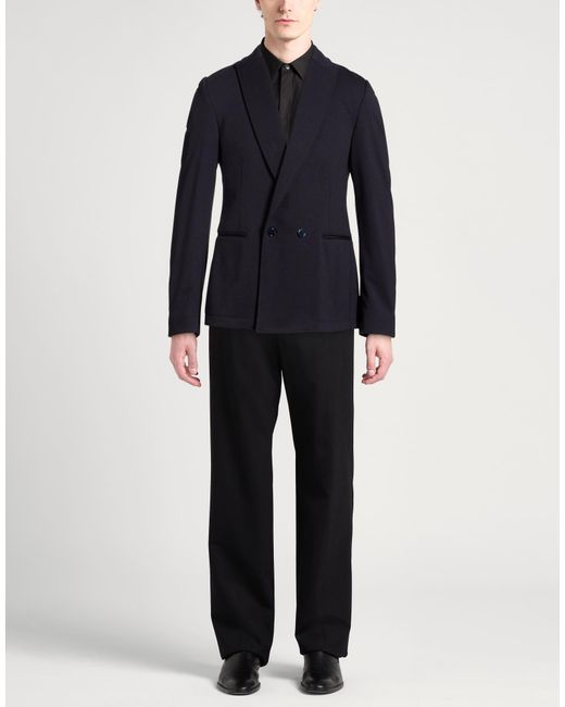 Daniele Alessandrini Blue Midnight Blazer Polyester, Viscose, Elastane for men