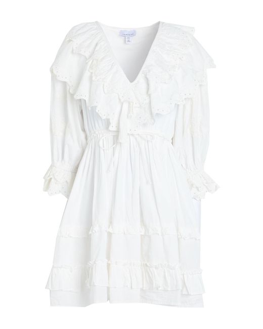 TOPSHOP White Ruffle Broderie Mini Dress