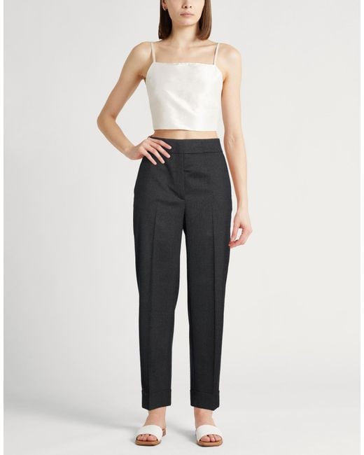 Peserico Black Charcoal Pants Wool, Polyester, Elastane