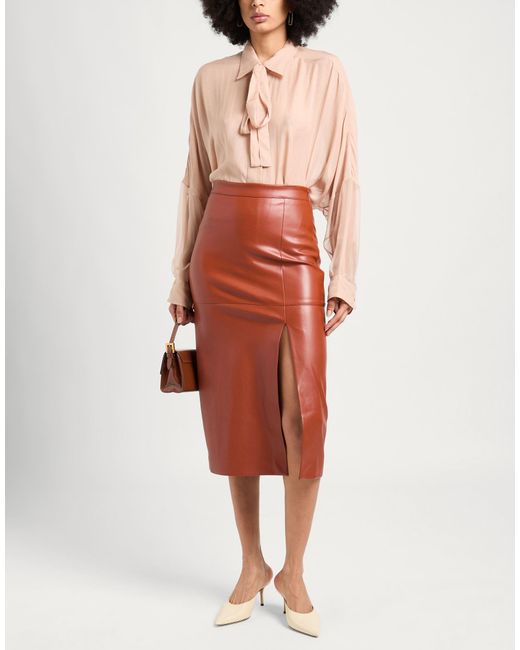 Alpha Studio Orange Midi Skirt Polyester, Polyurethane Resin