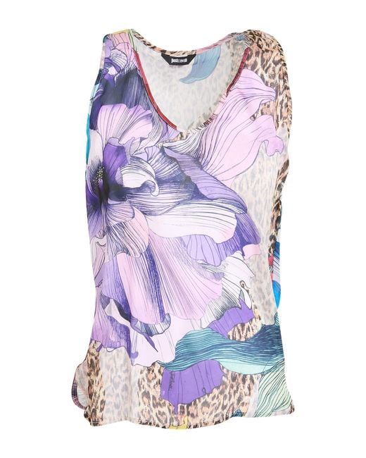 Just Cavalli Blue Lilac Top Polyester
