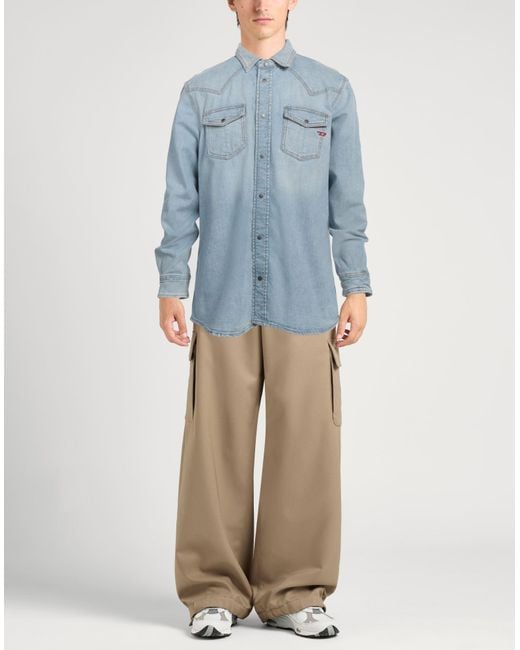 DIESEL Blue Denim Shirt Cotton, Elastane for men