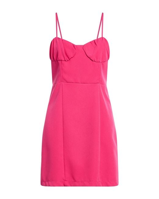 ViCOLO Pink Fuchsia Mini Dress Polyester, Elastane