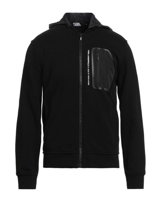 Karl Lagerfeld Black Sweatshirt Cotton, Polyester for men