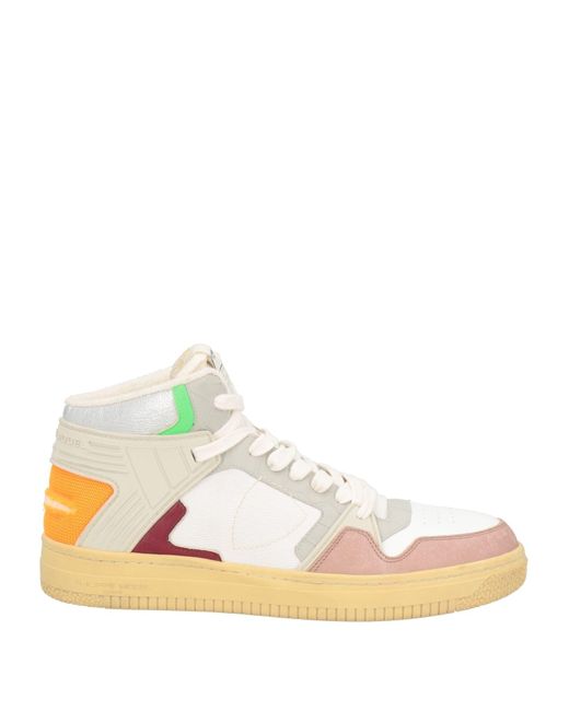 Philippe Model White Sneakers Leather, Textile Fibers for men