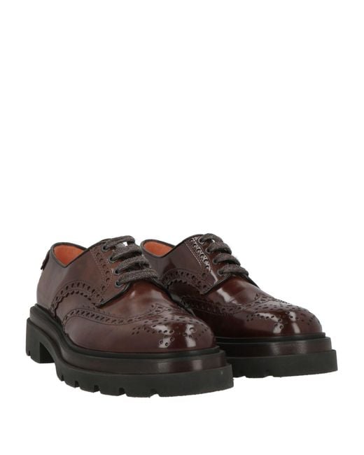 Santoni Brown Lace-Up Shoes Leather for men