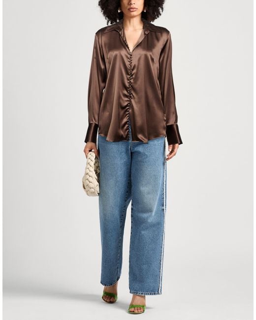 Dries Van Noten Brown Shirt Silk, Elastane
