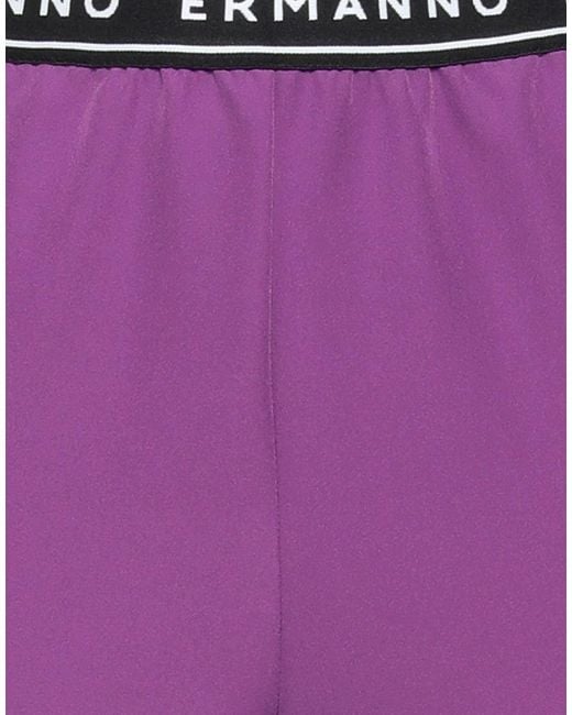 ERMANNO FIRENZE Purple Plum Pants Polyester, Elastane, Polyamide