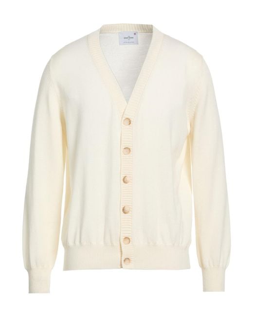Gran Sasso White Cardigan Virgin Wool, Viscose, Cashmere for men