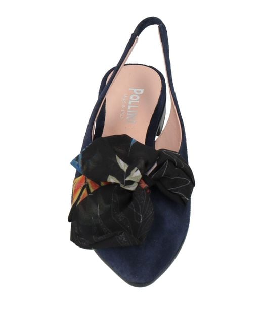 Pollini Blue Ballet Flats Leather