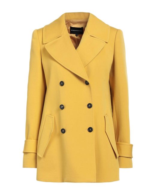 BCBGMAXAZRIA Yellow Overcoat & Trench Coat