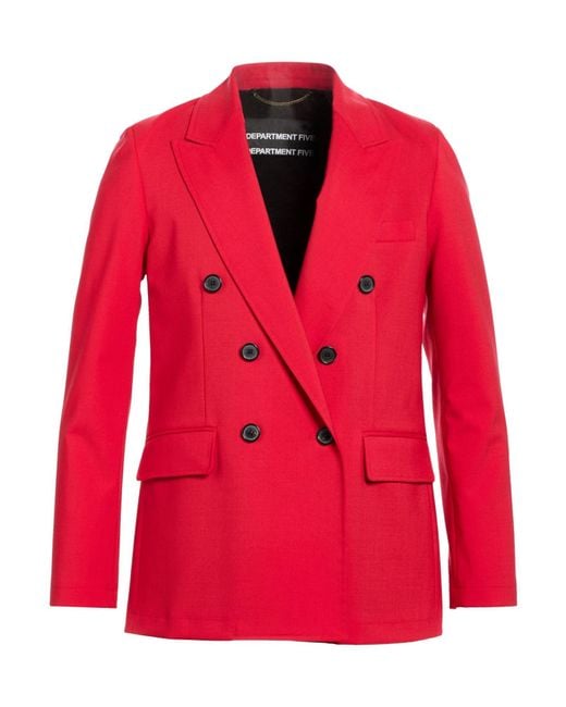 Department 5 Red Blazer Polyester, Virgin Wool, Elastane for men