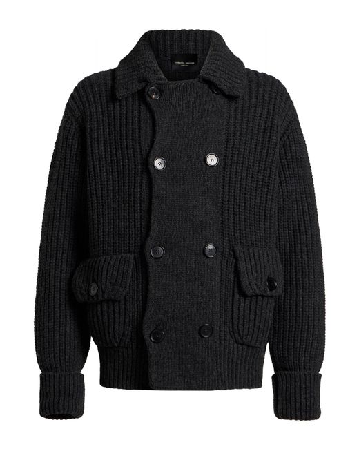 Roberto Collina Black Cardigan Wool, Cashmere for men