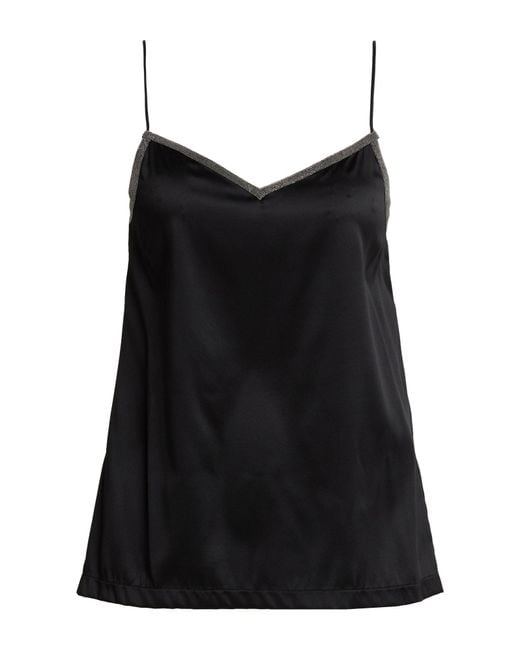 Fabiana Filippi Black Top Silk, Elastane, Leather, Ecobrass