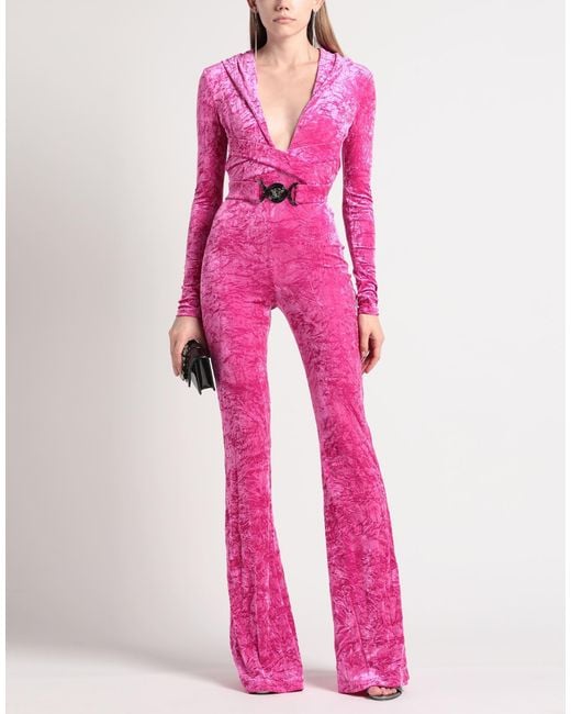 Versace Pink Fuchsia Jumpsuit Polyester, Elastane