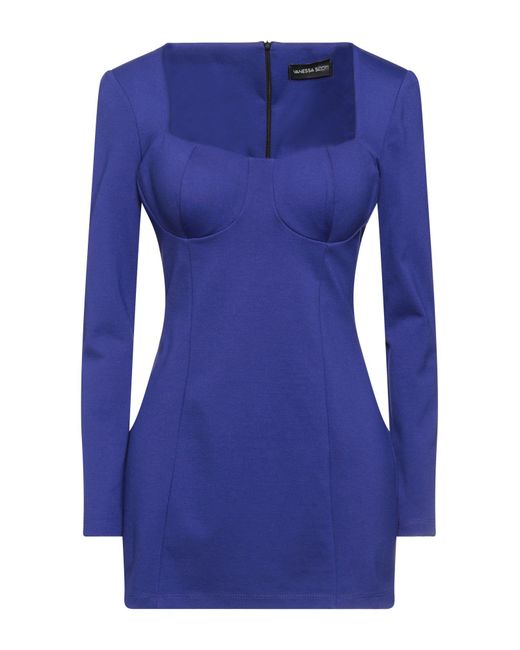 VANESSA SCOTT Blue Mini Dress Viscose, Polyamide, Elastane