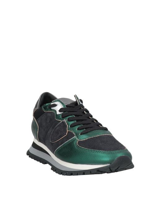 Philippe Model Green Sneakers Leather, Textile Fibers