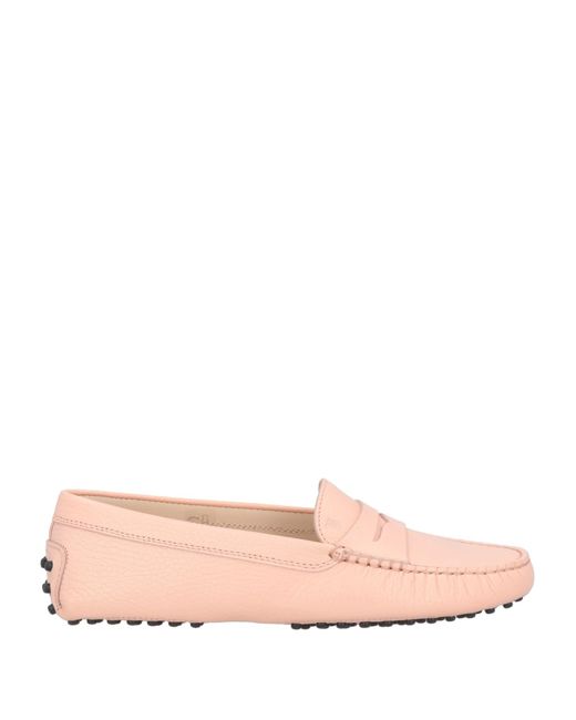 Tod's Pink Pebbled Leather Driving Loafers