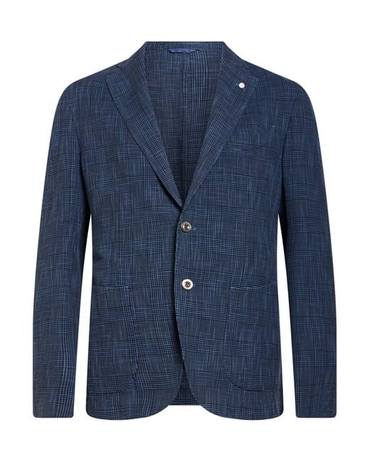 Luigi Bianchi Blue Blazer Cotton, Silk for men