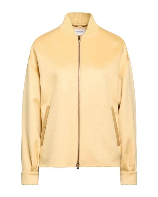 Agnona Natural Jacket Cashmere, Ovine Leather, Metal